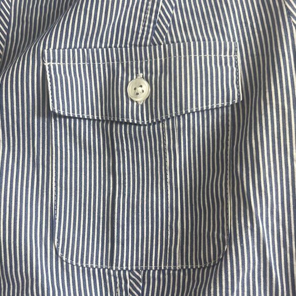 ✨White House Black Market Stripe Poplin City Camp Button Down Sz 8 Shirt✨ - Picture 8 of 11